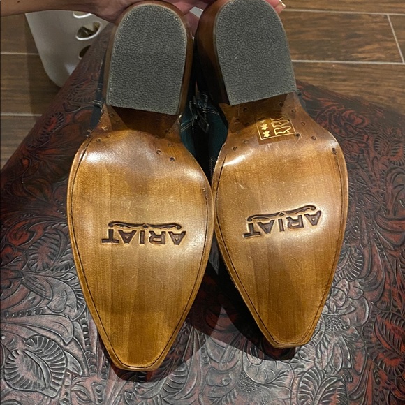 Teal Leather Western Ariat Ankle Boots - Picture 3 of 3